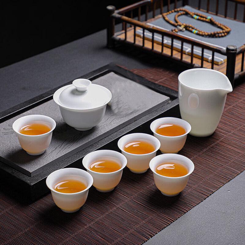 Dehua Mutton-Fat Jade Ceramic Gongfu Tea Set