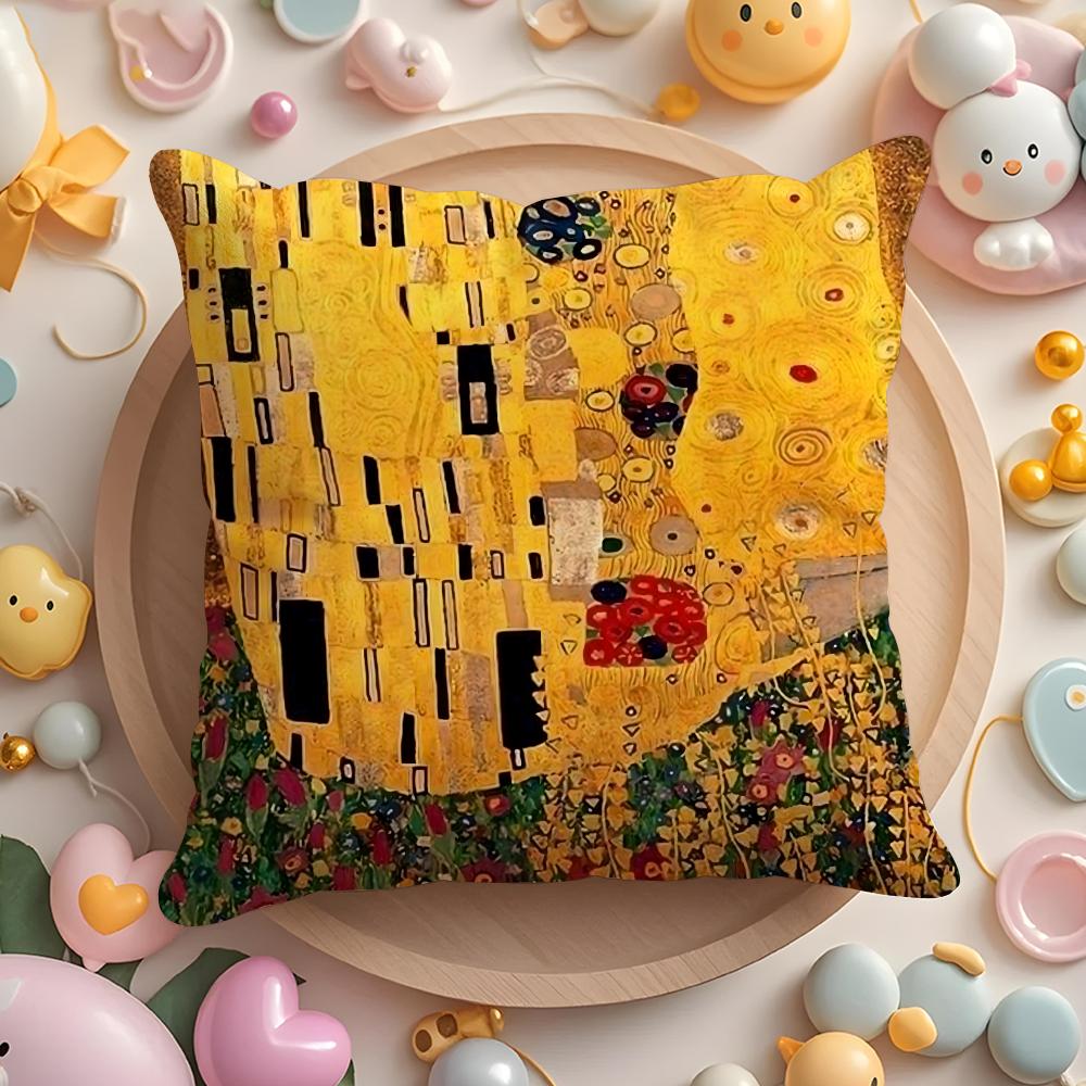Gustav Klimt Obraz Olejny Poszewka na Poduszkę Krótki Plusz Dwustronny Nadruk Domowy Można Prać w Pralki w Ciepłą Zimę Poszewka na Poduszkę