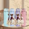 1PC Vintage Fashion Lady Portrait Print 750ml Color Plastic Sports Water Bottle Leakproof Flip Straw Lid Suitable for Sports Office Home Use