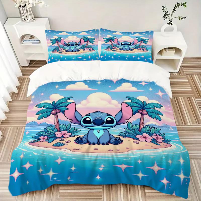Stitch Island Adventure Print 3Pcs Bedding Setduvet Cover With 2 Bedropillowcase Home Birthday Gift