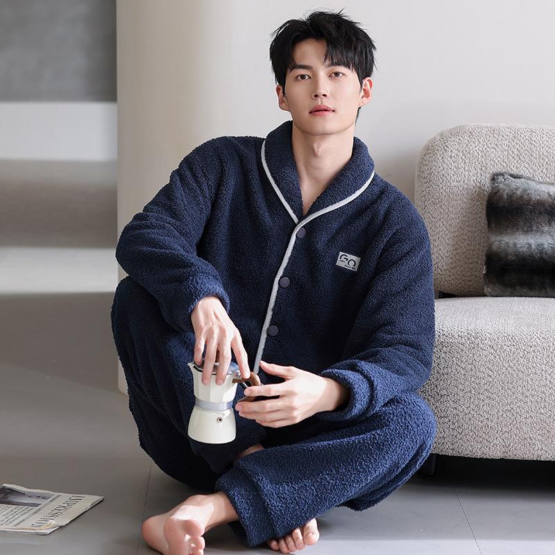 Pajamas men's winter coral fleece thickened fleece warm 1011 new autumn and winter flannel high-end loungewear