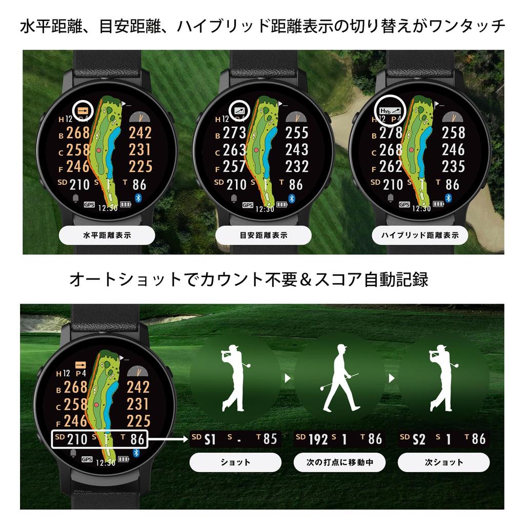 GREEN ON GreenOn The Golf Watch GS601 with Hybrid Measurement and AMOLED Display High-Definition