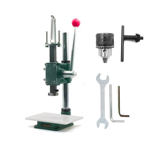 Heavy-Duty Manual Pressure Punching Machine for Leather Presses and Leather Processing (Leather Press + Drill Chuck + PP Board + 4.5cm Steel Press Pla