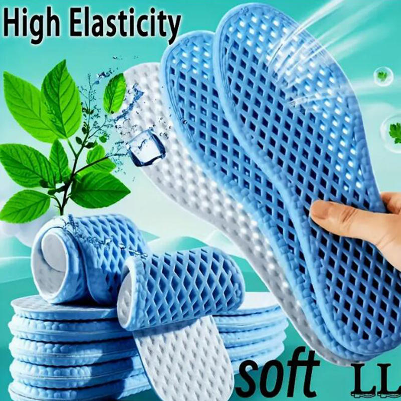 5Pairs Summer Cool Feeling Sports Insoles Shoe Insert for Men Women Sweat-absorbing Breathable Outdoor Barefoot Shoe Liners