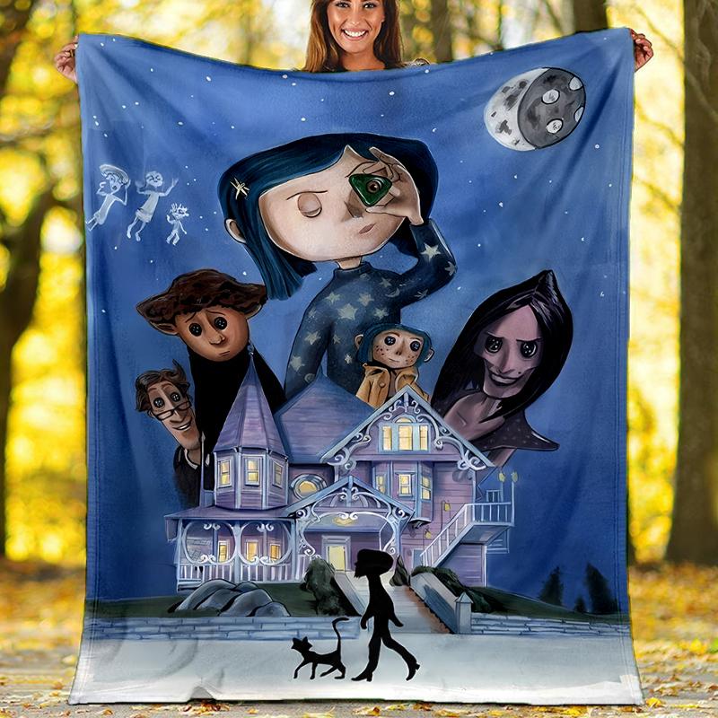 Coraline printed throw blanket—soft,warm;versatile blanket for all seasons—perfect as &air-conditioning throw,nap blanket