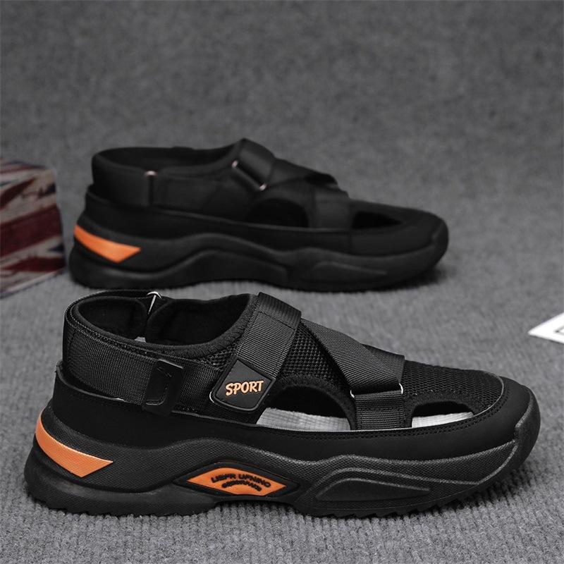 

Hollow sports shoes 2025 summer new fashionable versatile thick sole heightening free lace-up one-pedal creek shoes men s shoes 44