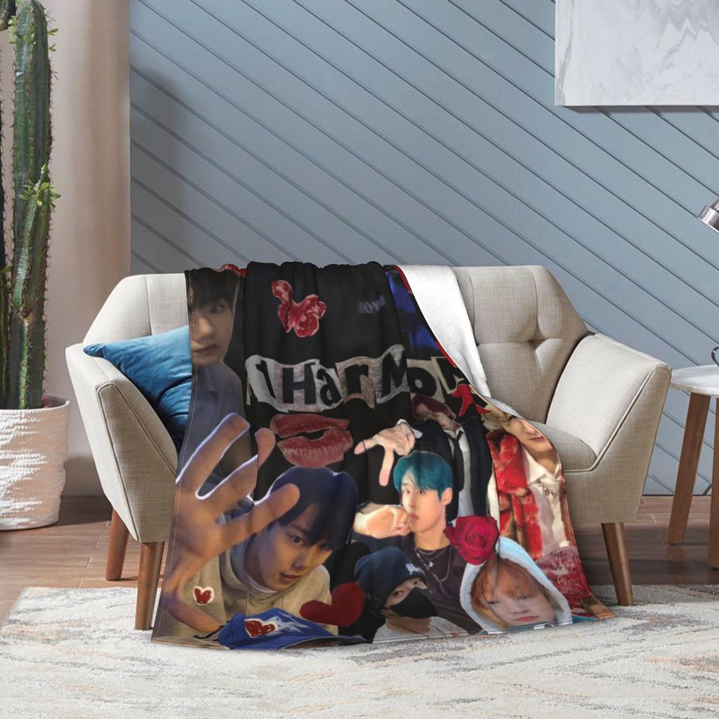 Super Soft DUH! P1Harmony Kpop Music Album Throw Blanket Premium Fleece Flannel Bed Blanket Cozy Warm Blankets All Season Use