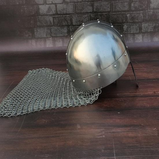 Steel Chainmail Norman Nasal Helmet – Medieval Warrior Knight LARP Armor,
