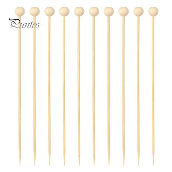 Bite-sized Snack Picks 100/200Pcs Wooden Ball Toothpicks Long Cocktail Appetizers No Residue Baking Garnish Skewers with Sturdy Polished Heads