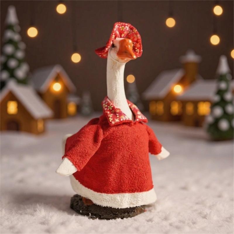 58cm Porch Geese Christmas Costume With Festival Hat Indoor Outdoor Decoration HX6C