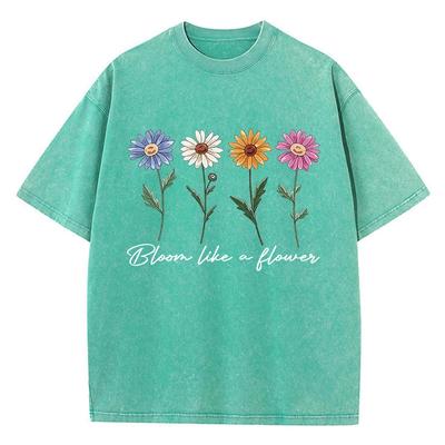 Bedrukt Gewassen T-shirt Heren Katoenen T-shirt Comfortabel T-shirt met Ronde Hals Heren Zomer Outfit