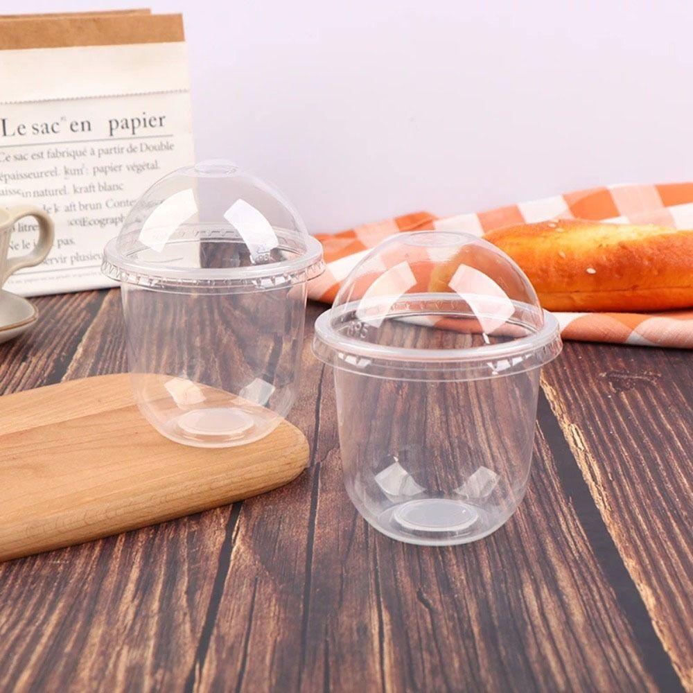 50pcs Transparent Disposable Cake Cup U Shaped Dessert Cup Drinkware Ice Cream Cup  Pudding