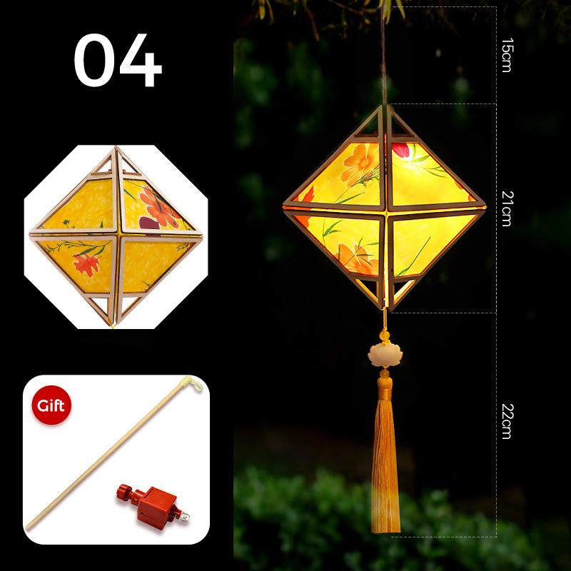 Mid-autumn Portable Lantern With Tassel Waterproof Chinese Antique Wood Carving Palace Light Lamp New Year Spring Festival Decor