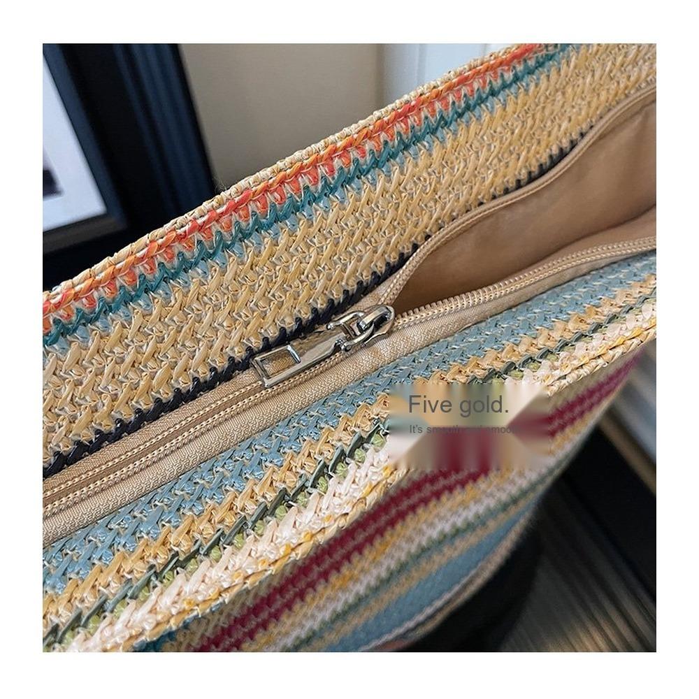 Lightweight Large Capacity Straw Multipurpose Storage Bag for Daily Use