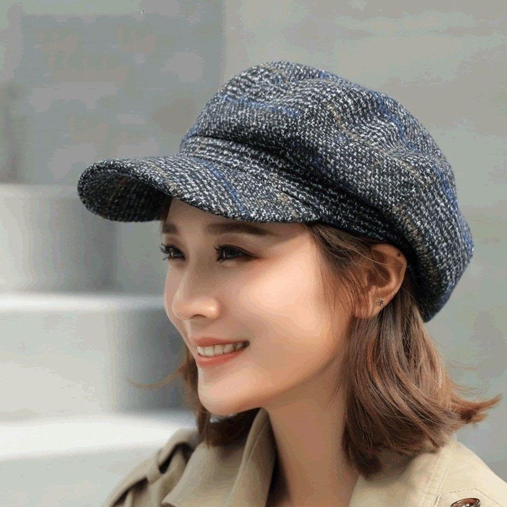 Ear Protection British Berets Thick Artist Hat Vintage Plaid Octagonal Hat Autumn