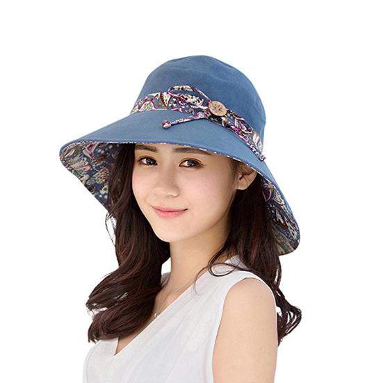 Hat Foldable Breathable Cotton Reversible Foldable Cap for Summer