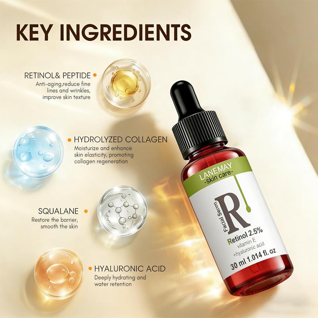 Retinol Facial Serum-Moisturizes And Htdrates The Skin To Keep The Horny Layer Moist And Soft-Suitable For All Skin Types, 30ml