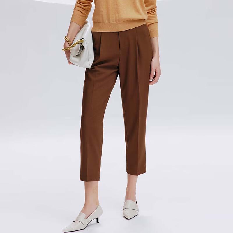 JESSIE Women's Pleated Straight-Leg Cropped Commuter Pants