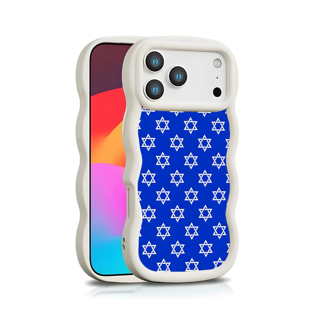 Jewish David Star Mobile Cell Phone Case for iPhone 17 16 15 14 13 12 11 Air Pro Max Plus Wavy Edge TPU Colorful Cover Cover