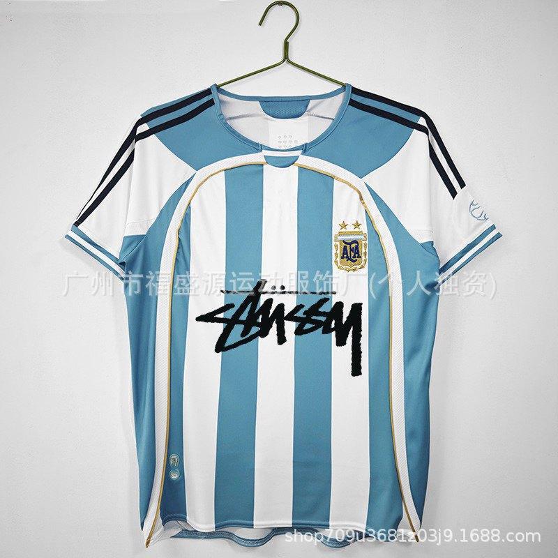 Retro Jersey Brazil Argentina Germany England Portugal Spain Signature Short Sleeved Football
