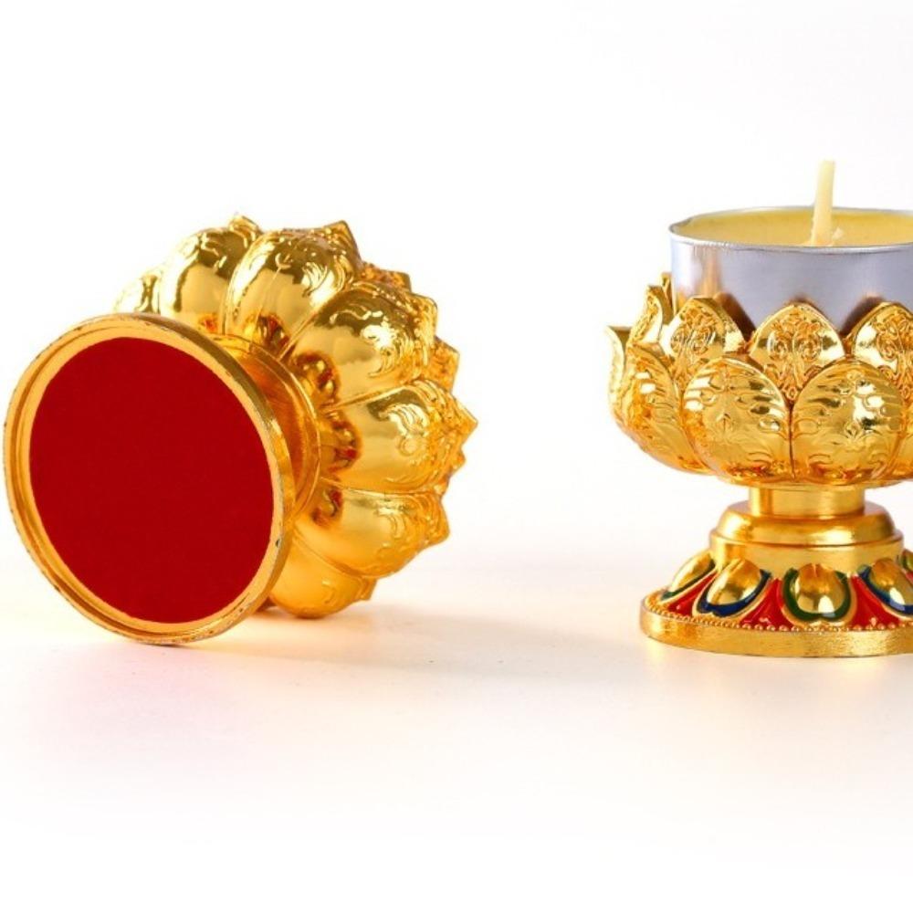 Feng Shui Accessories Embossed Metal Lotus Candlestick Mini Exquisite Candle Base Handicraft Candle Holder Home