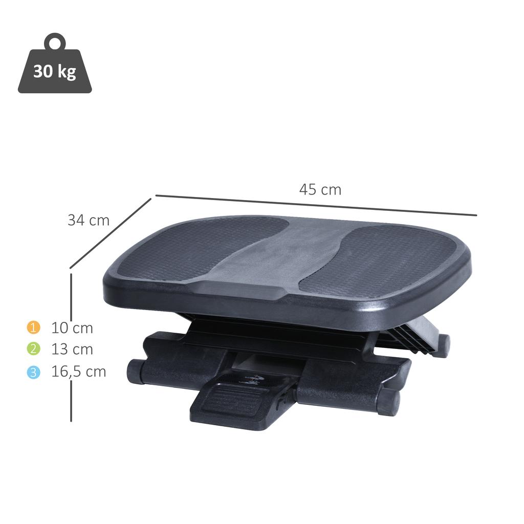 Office Footrest, Adjustable Height and Tilt, 45 x 34 cm, Grey