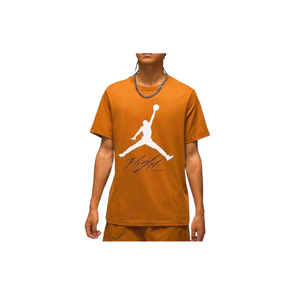 Jordan Pánské tričko s krátkým rukávem Jumpman Flight, pohodlné, měkké pletené, barva bronzová/bílá, AO0665228