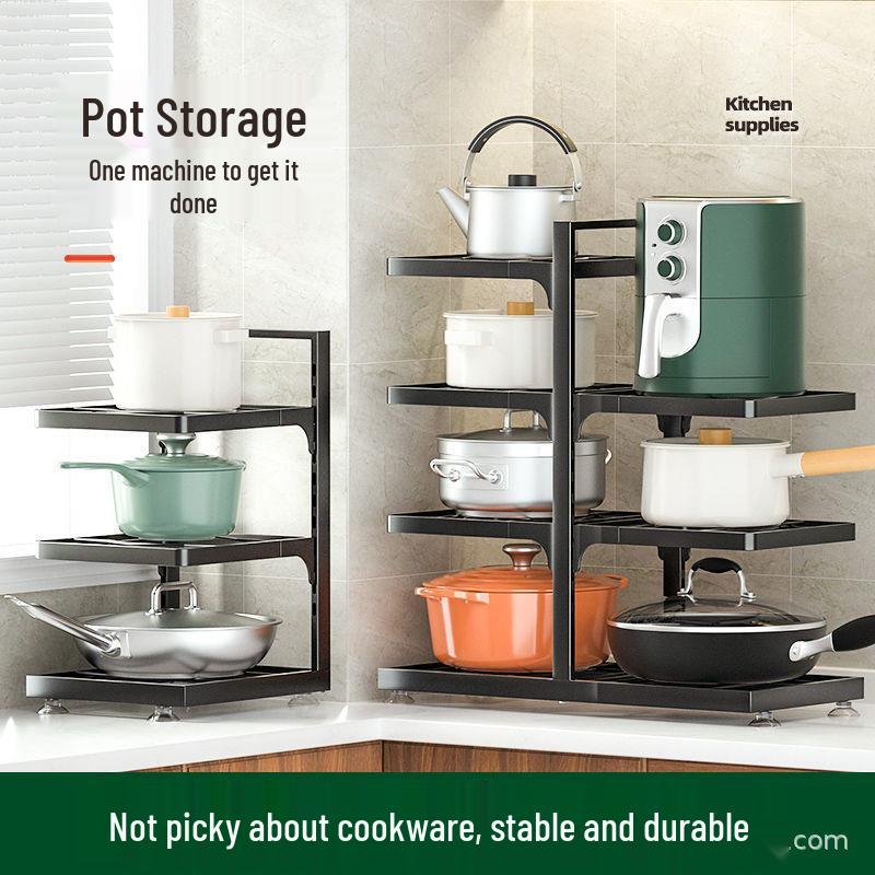 

Многофункциональная кухонная полка для хранения из углеродистой стали для кастрюль и сковородок (Под раковину, Многослойный)