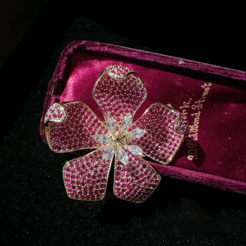 

Зимняя Новая Женская Роскошная Брошь-Роза Разноцветный Циркон Микровставка Аксессуары для Одежды Булавка Подарок