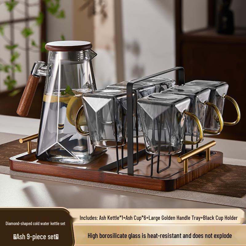 Yagang High-Temperature Resistant Glass Kettle Set for Tea, Living Room Cold Water Kettle Cup Set