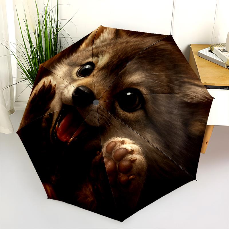 1 st Automatiskt Fällbart Paraply - Tecknat Mönster, Bärbar & Vikbar Design med 8 Ribbor, Jul- Födelsedagspresenter