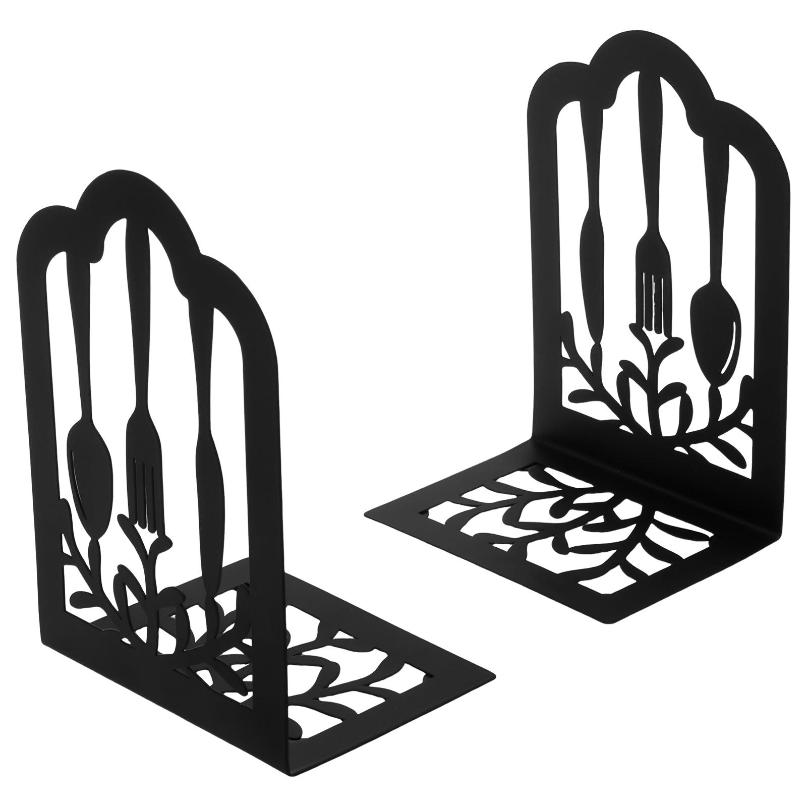 

2Pcs Book Ends Creative Metal Bookends Decorative Heavy Book Ends for Shelves Multifunctional Cookbook Bookends for Home Kitchen