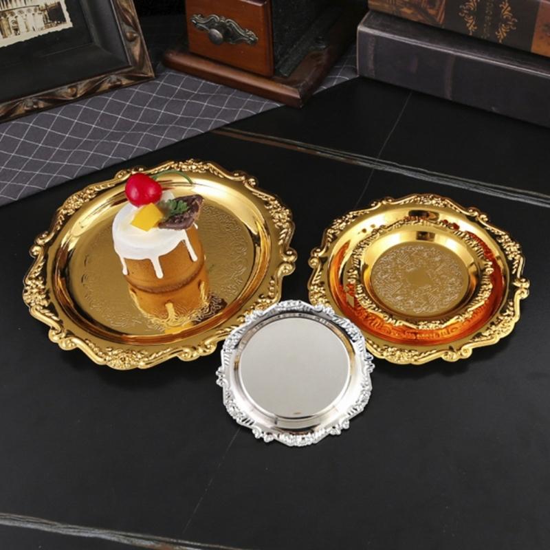 Pakket van 6 Elegante Legering Dessertschaaltjes Met Houder Standaard Voor Fruit Snacks En Koffiedrank Onderzetters Voor Afternoon Tea