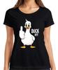 DUCK OFF Lustige Ente Mittelfinger Frech Sarkastisch Statement Damen T-Shirt