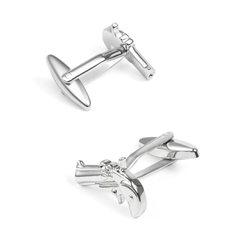 High End Electroplated Gold Silver Signal Gun Copper Cufflinks Men's French