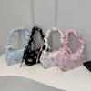 Bowknot Flower Pleated Underarm Bag Ruched Floral Shoulder Bag Fashion Nylon Handbag  Daily