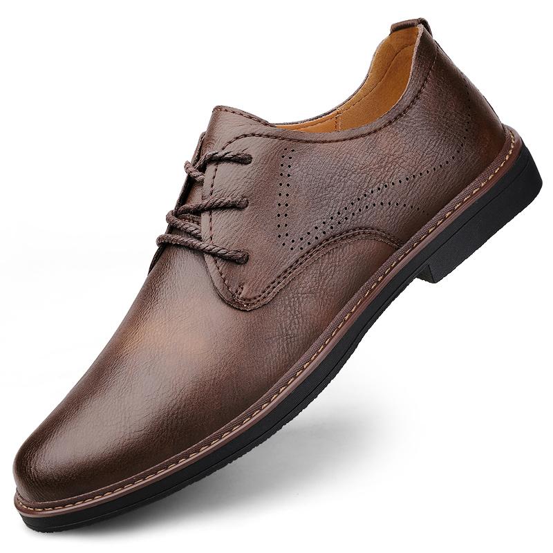 

Business men s leather shoes Gentleman Success Style Formal Evening Party Daily office Black Brown shoes high-quality Hot 38