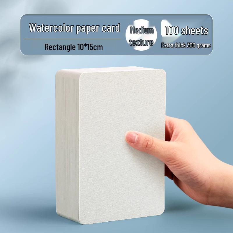300g Watercolor Postcard Paper - Thick, Medium Rough Texture, Wood Pulp, Square, Blank Cardstock for Painting and Drawing