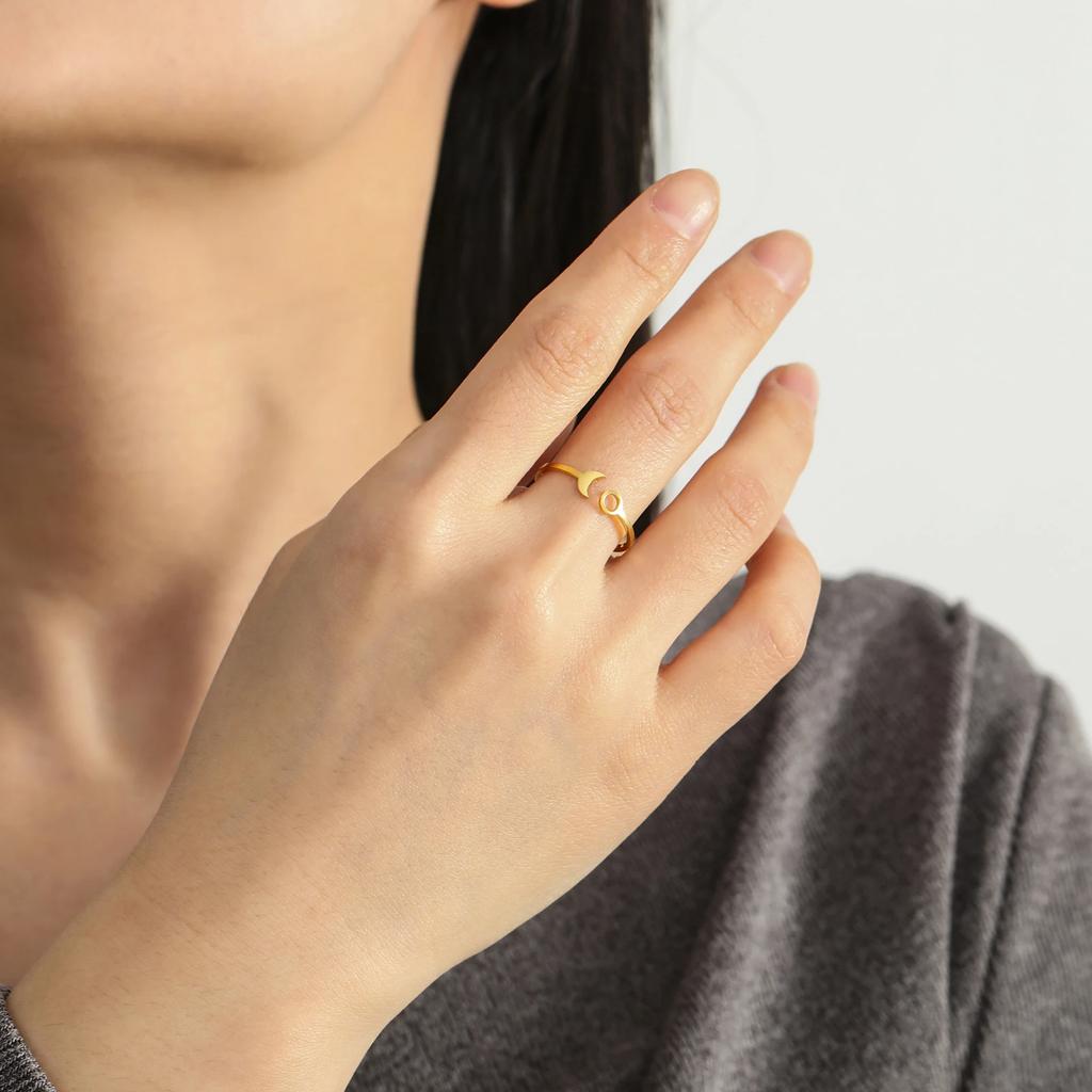 Cazador Crescent Moon Full Moon Rings for Women Stainless Steel Open Finger Rings 2025 Trend Jewelry Birthday Gift Wholesale