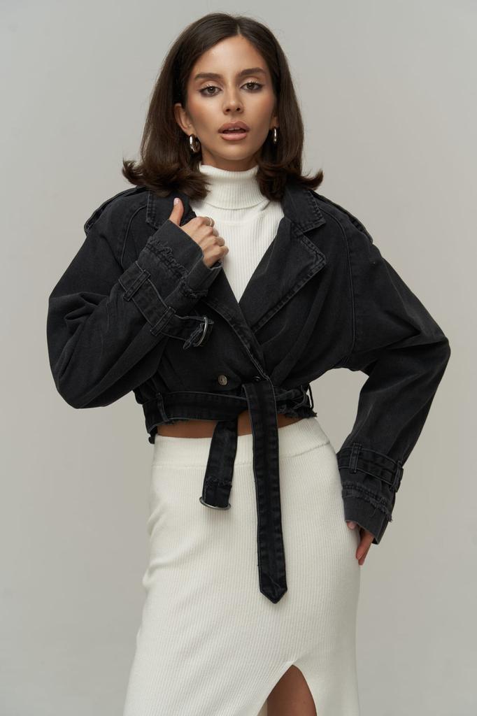 Дымчатая джинсовая куртка Baggy в байкерском стиле – купить по