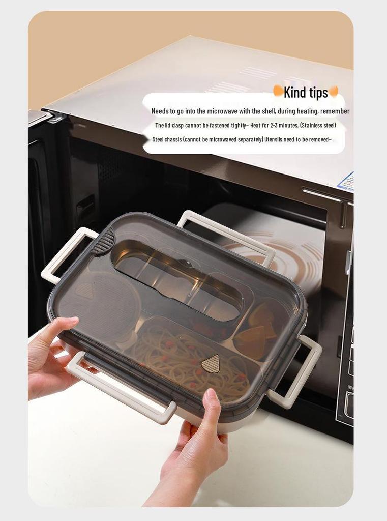 Extra Large 316 Stainless Steel Office Lunch Box with Six Compartments for Adults - Large Capacity Meal Tray