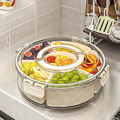 Contenedor Giratorio para Charcutería Contenedor Snackle Box Bandeja de Servicio Dividida Organizador de Almacenamiento Portátil para Caramelos Frutas Nueces Especias
