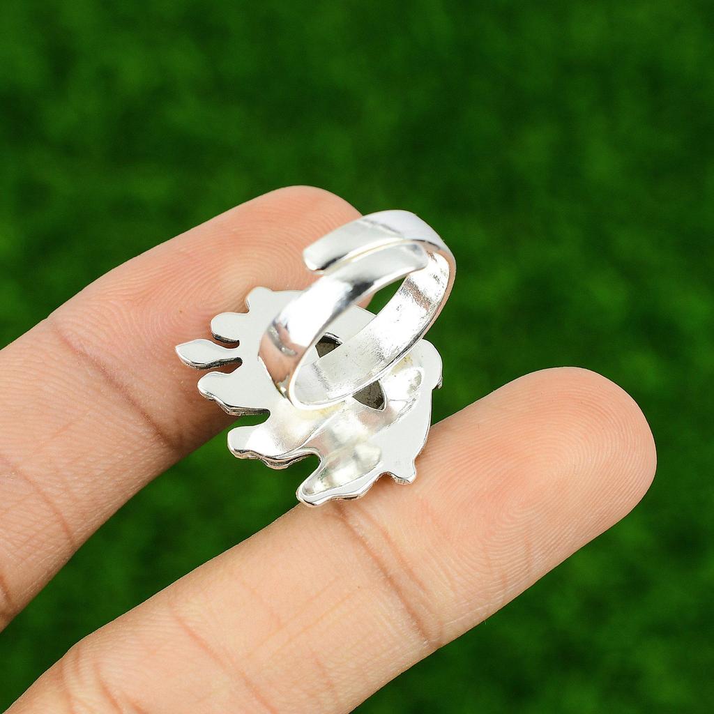 Wedding Gift For Her 925 Silver Natural Black Rutile Stackable Adjustable Ring