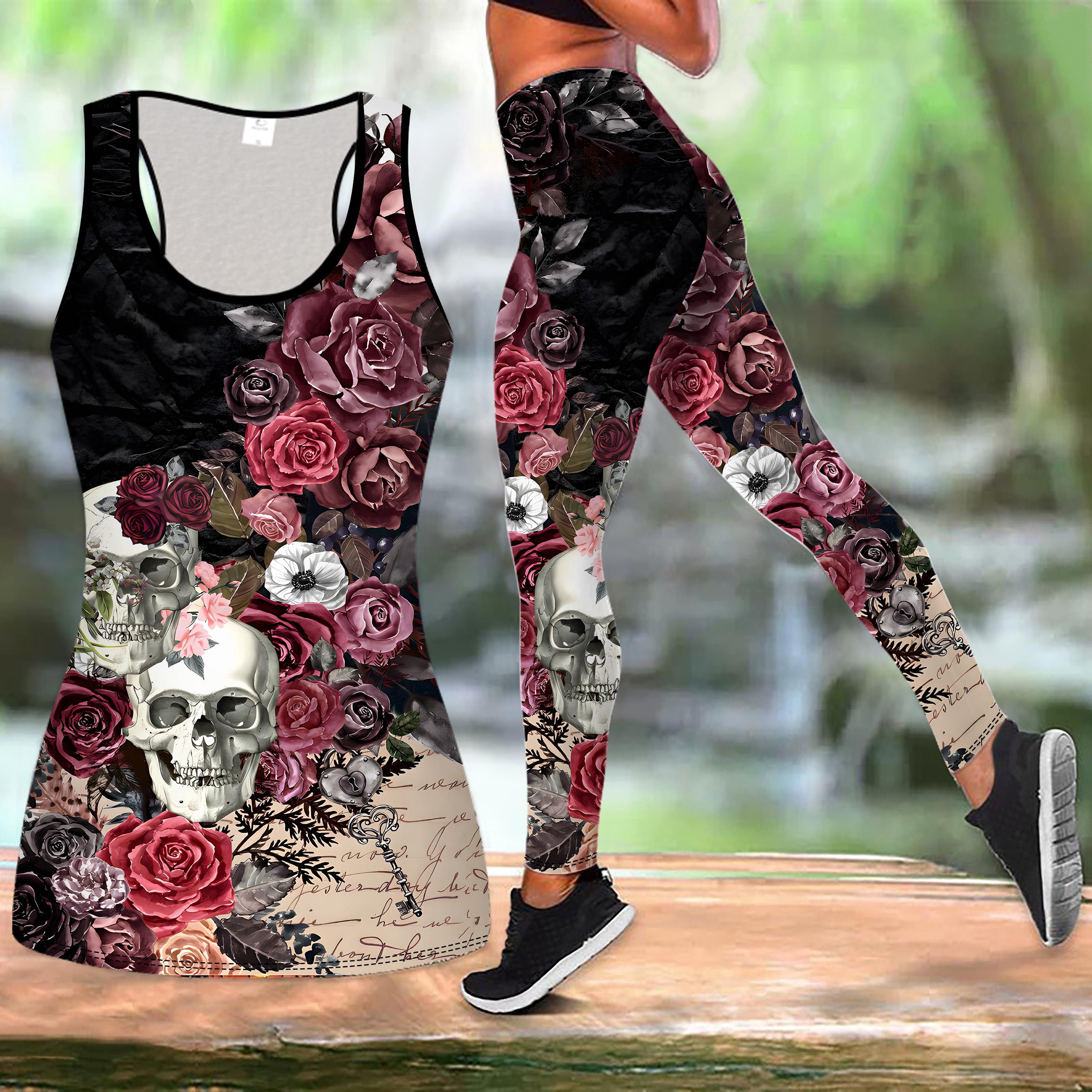 

Хэллоуинский принт Наряд для йоги для женщин Модные леггинсы для тренировок Фитнес Спорт Повседневный Набор для йоги Спортивный костюм XXL розовый