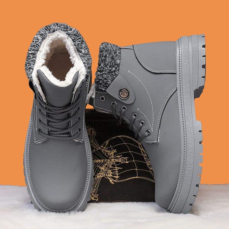 Winter Schneestiefel Herren Fleece Verdickt Thermische Martin Stiefel Herren Casual Kurze Stiefel High Top Wasserdicht Nordost Baumwollschuhe