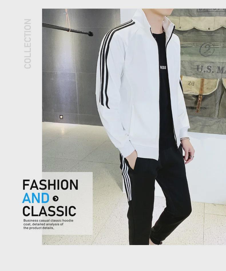 Trendy Unisex Sports Suit: Stand-up Collar Cardigan & Sweatshirt, Ideal for Spring/Autumn, Two-Piece Set, Customizable.