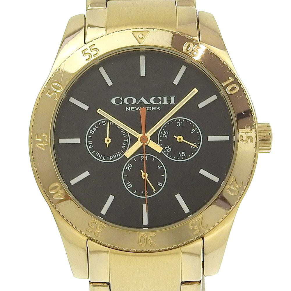

COACH Day date Watches CA133.2.95.1754 blackDial Plated Gold Quartz Multi-needle analog display mens Used