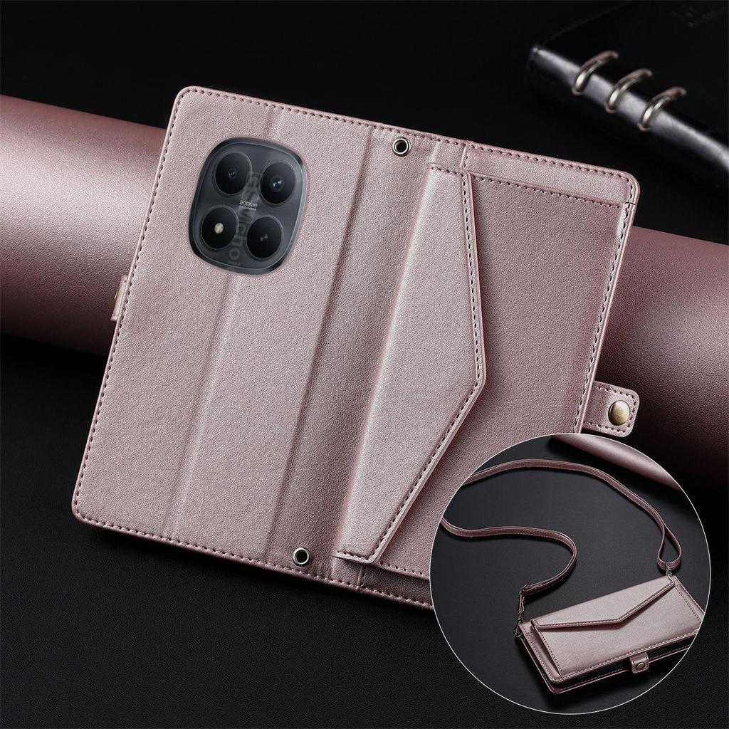 Flip Cover for Xiaomi Redmi Note 15 Pro+,15 Pro 5G 4G,15 5G,POCO M8 Pro 5G Envelope Style PU Leather Wallet Phone Case With Crossbody Strap