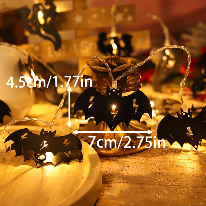LED Halloween Lichterkette Geisterfest Dekoration Eisenkunst Fledermaus Geist Batterie Lichterleiste Partydeko