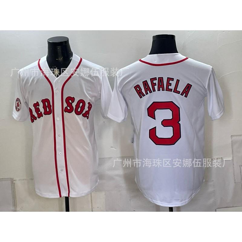 Maglietta da Baseball Unisex Ricamata Boston Red Sox Abbigliamento Sportivo Miscela di Cotone Traspirante Abbigliamento per tifosi